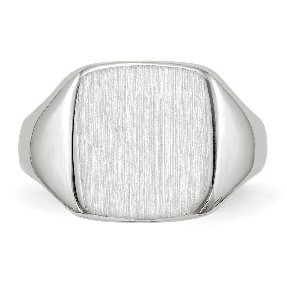 14K Weißgold Siegelring mit geschlossener Fassung, 11,0 x 10,5 mm