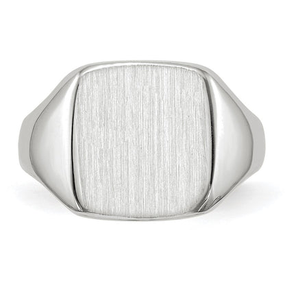 14K Weißgold Siegelring mit geschlossener Fassung, 11,0 x 10,5 mm