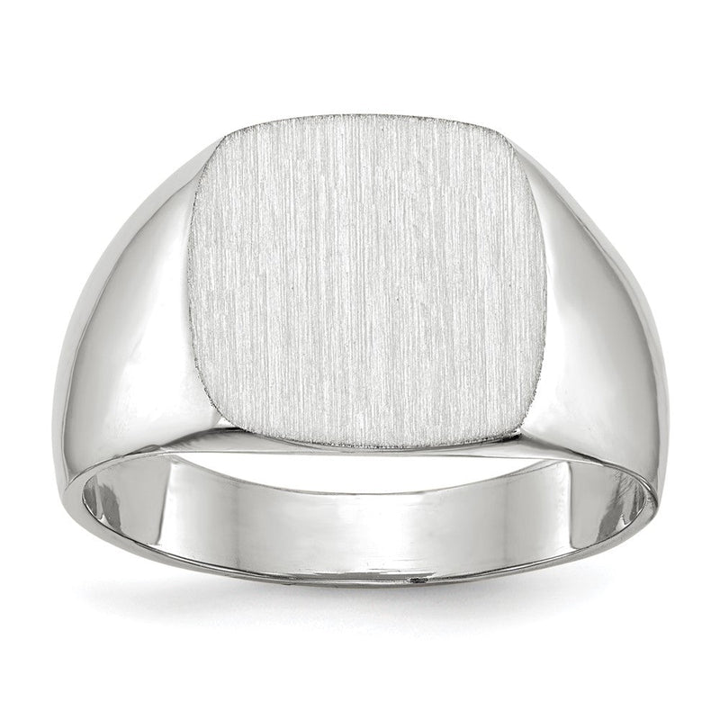 10K Weißgold 12.5x12.5mm Geschlossen Rückseite Siegel Ring