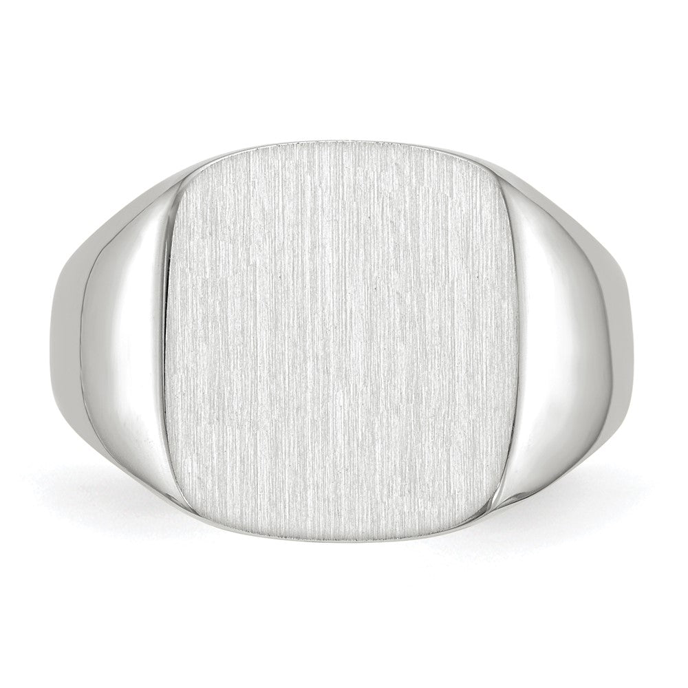14K Weißgold Herren-Siegelring mit geschlossener Rückseite, 12,5x13,5mm