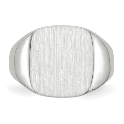 14K Weißgold Herren-Siegelring mit geschlossener Rückseite, 12,5x13,5mm