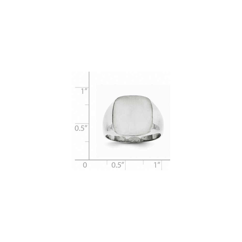 14K Weißgold Herren-Siegelring mit geschlossener Rückseite, 12,5x13,5mm