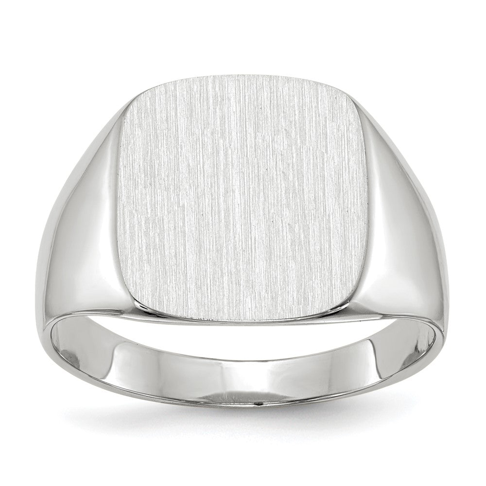 14K Weißgold Herren-Siegelring mit geschlossener Rückseite, 12,5x13,5mm