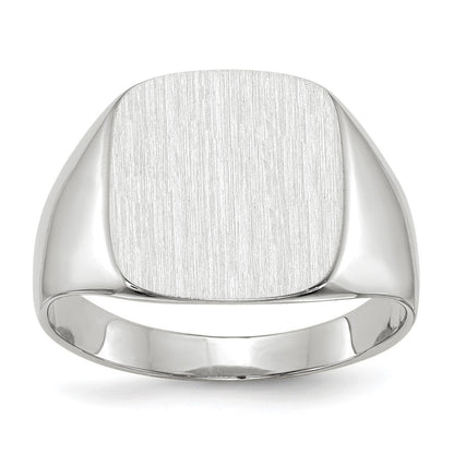 14K Weißgold Herren-Siegelring mit geschlossener Rückseite, 12,5x13,5mm