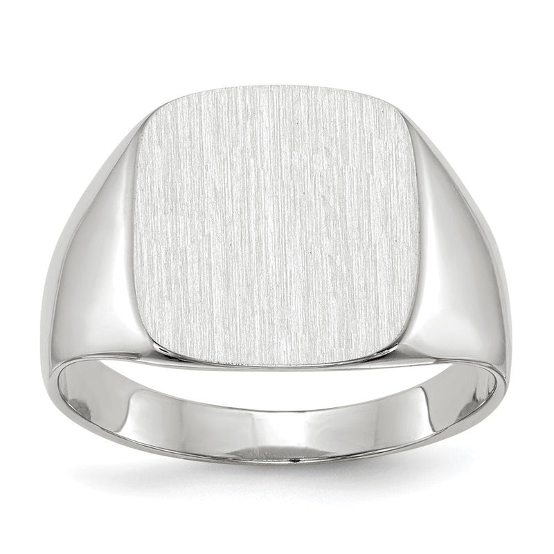 14K Weißgold Herren-Siegelring mit geschlossener Rückseite, 12,5x13,5mm