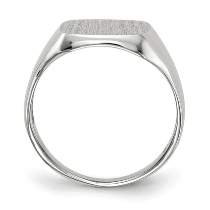 14K Weißgold Siegelring, offen hinterlegt, 11,0x10,5 mm