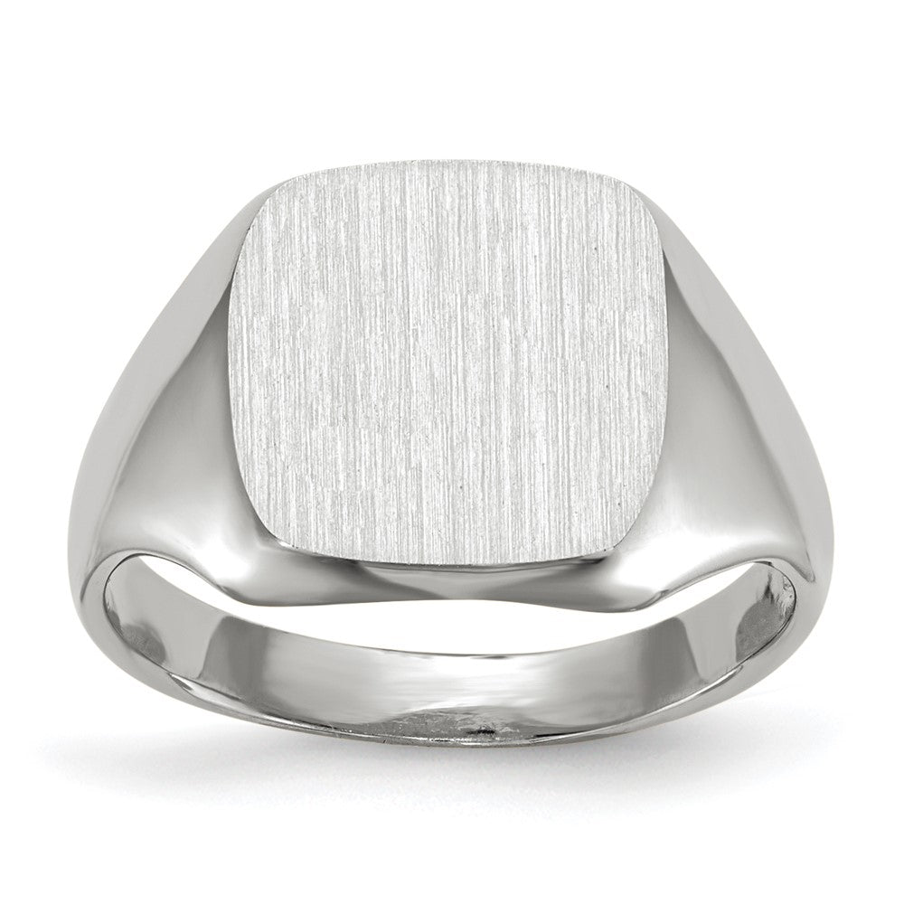 14K Weißgold Siegelring, offen hinterlegt, 11,0x10,5 mm