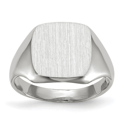 14K Weißgold Siegelring, offen hinterlegt, 11,0x10,5 mm