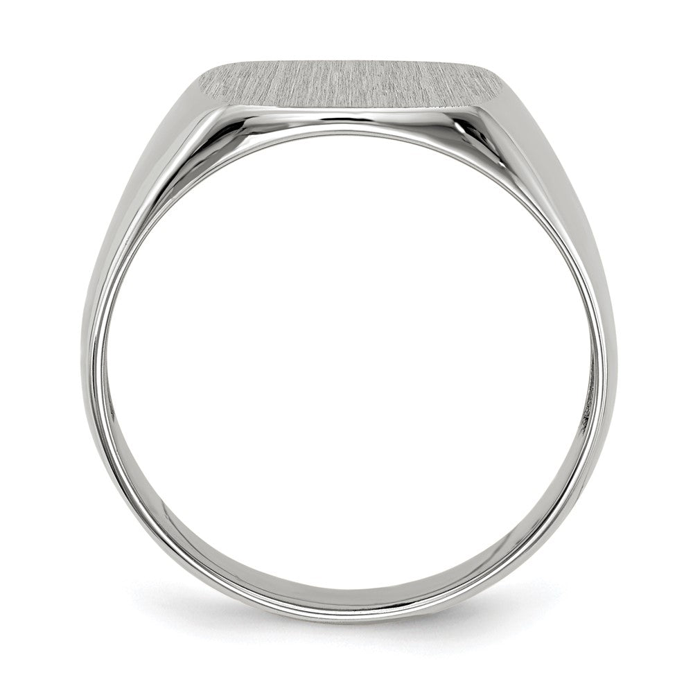 14K Weißgold Siegelring mit offener Rückseite, 12,5 x 12,5 mm
