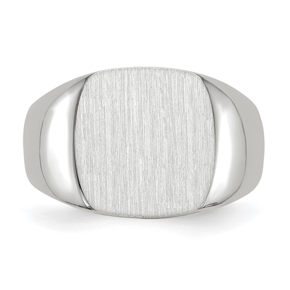 14K Weißgold Siegelring mit offener Rückseite, 12,5 x 12,5 mm