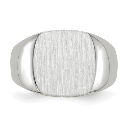 14K Weißgold Siegelring mit offener Rückseite, 12,5 x 12,5 mm