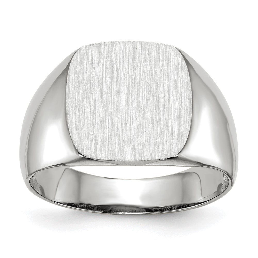 14K Weißgold Siegelring mit offener Rückseite, 12,5 x 12,5 mm