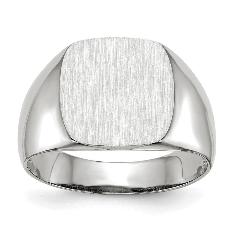 14K Weißgold Siegelring mit offener Rückseite, 12,5 x 12,5 mm