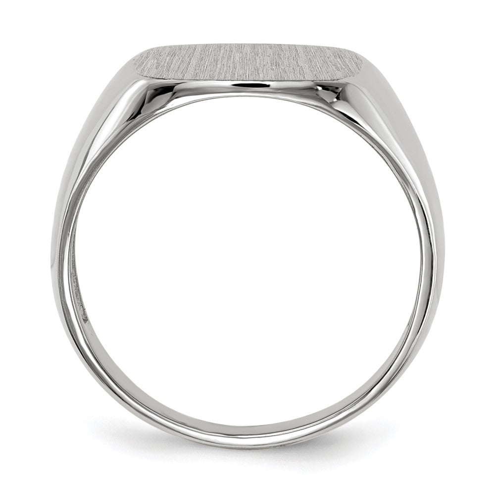 14K Weißgold 14,5 mm x 14,5 mm Siegelring für Herren mit offener Rückseite