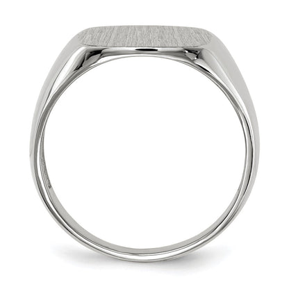 14K Weißgold 14,5 mm x 14,5 mm Siegelring für Herren mit offener Rückseite