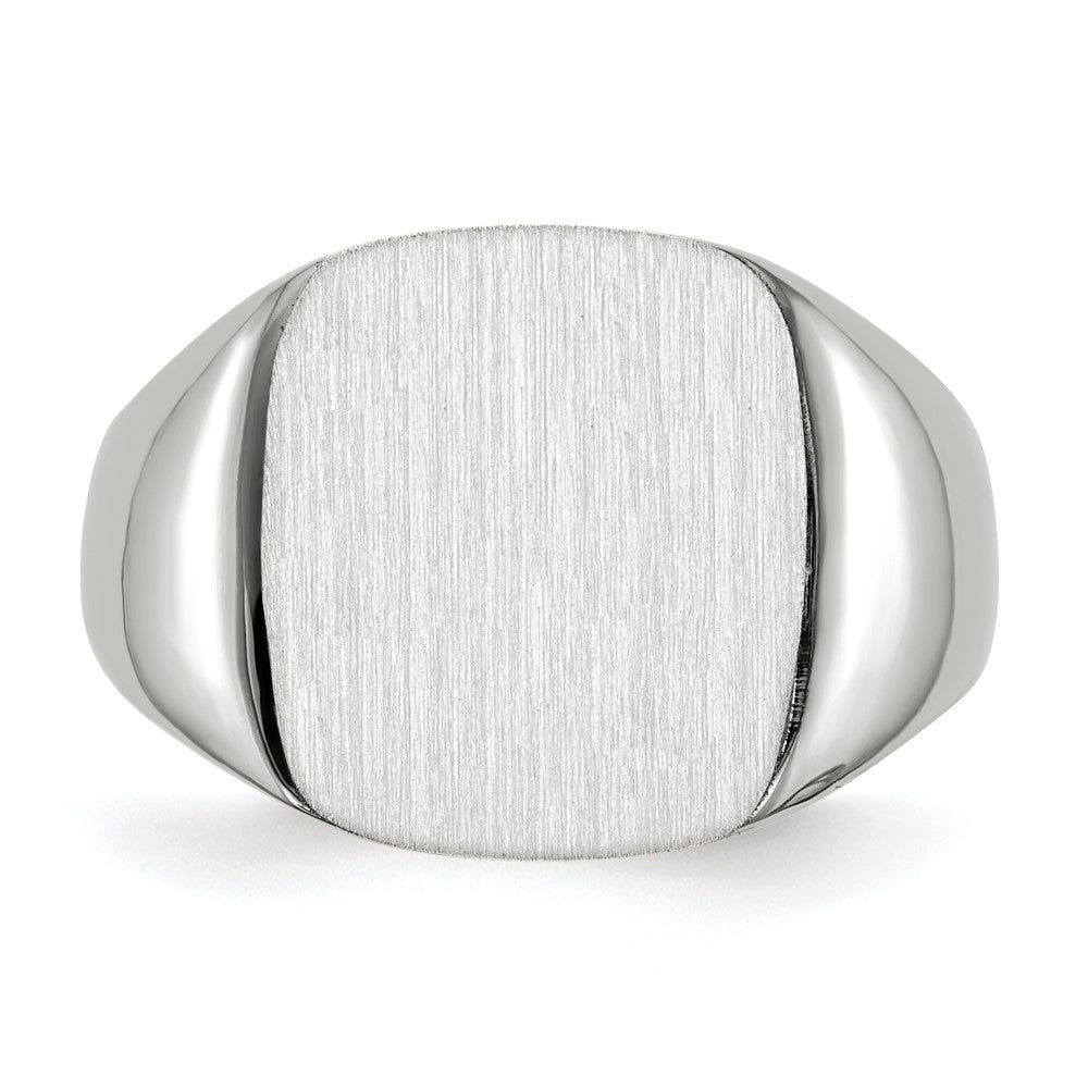 14K Weißgold 14,5 mm x 14,5 mm Siegelring für Herren mit offener Rückseite