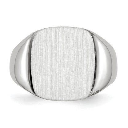14K Weißgold 14,5 mm x 14,5 mm Siegelring für Herren mit offener Rückseite