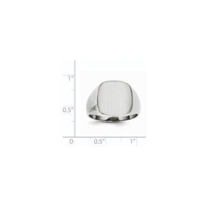 14K Weißgold 14,5 mm x 14,5 mm Siegelring für Herren mit offener Rückseite