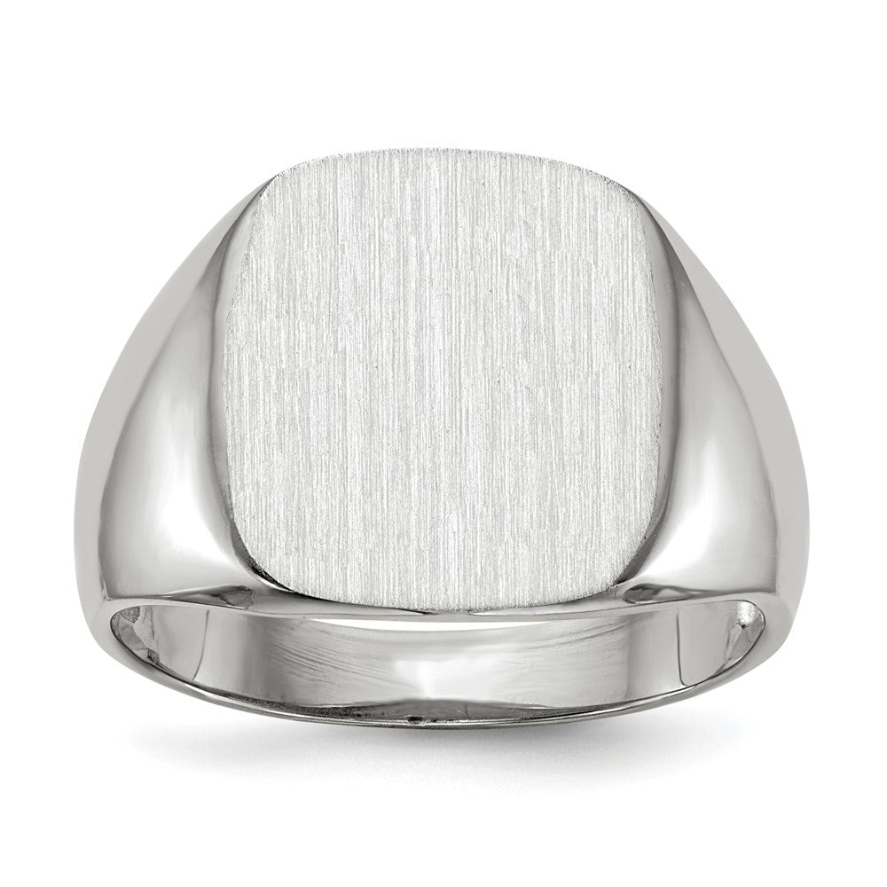 14K Weißgold 14,5 mm x 14,5 mm Siegelring für Herren mit offener Rückseite