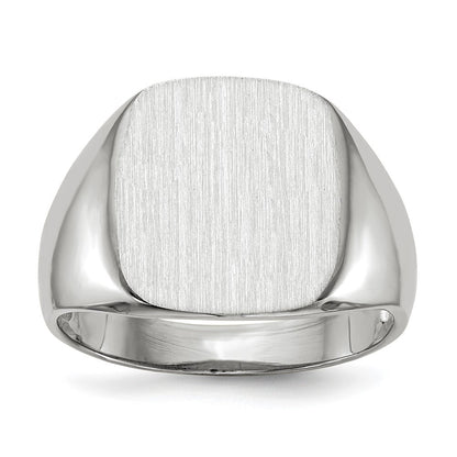 14K Weißgold 14,5 mm x 14,5 mm Siegelring für Herren mit offener Rückseite