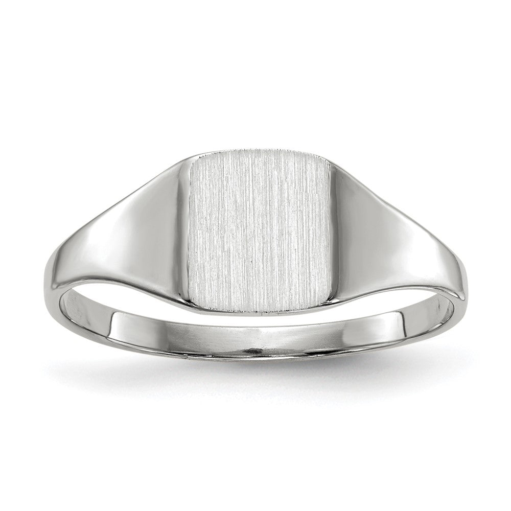 14K Weißgold Siegelring mit geschlossener Fassung, 7,0 x 8,5 mm