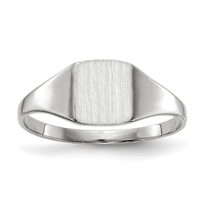 14K Weißgold Siegelring mit geschlossener Fassung, 7,0 x 8,5 mm