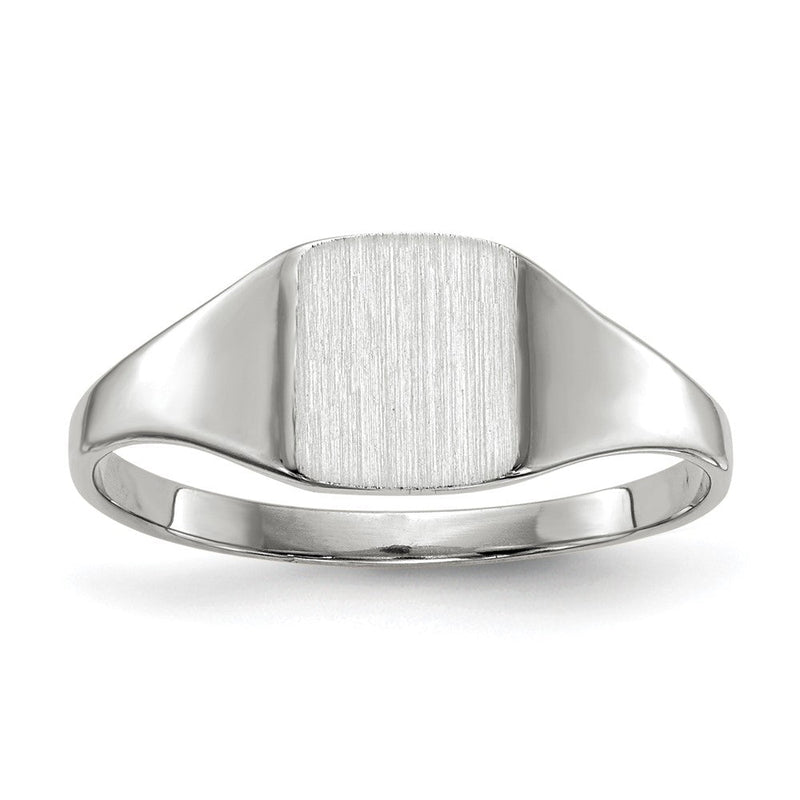 14K Weißgold Siegelring mit geschlossener Fassung, 7,0 x 8,5 mm