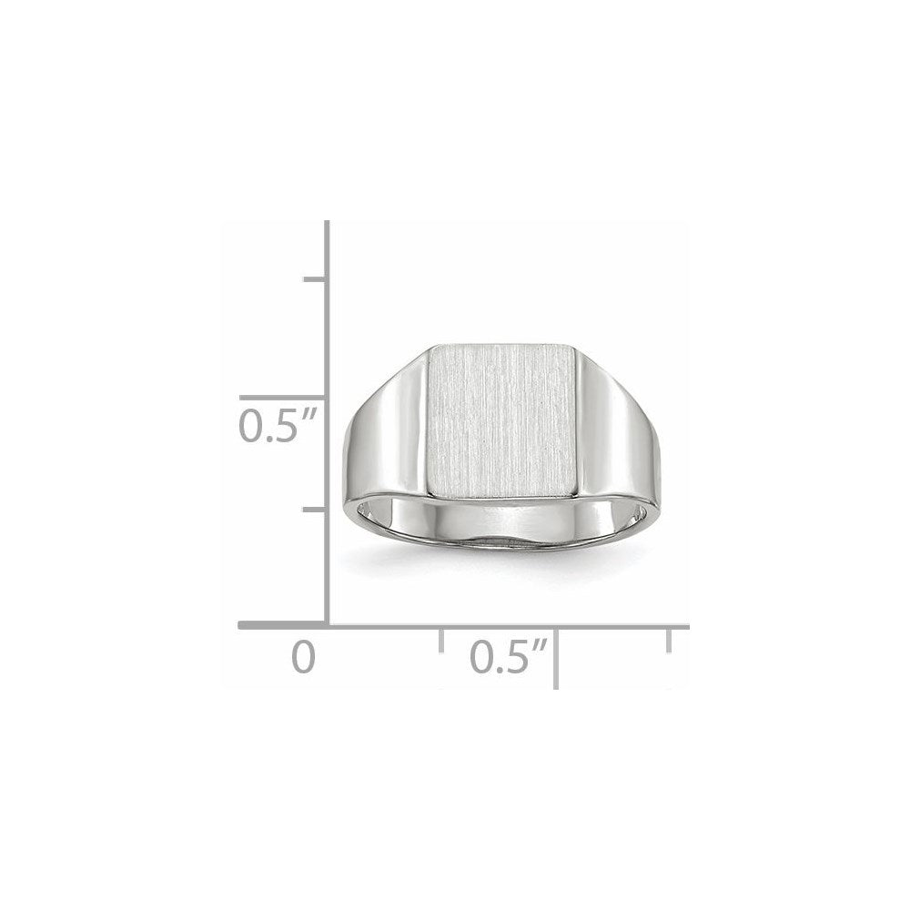 14K Weißgold Siegelring, geschlossen gefasst, 9,5 x 8,5 mm