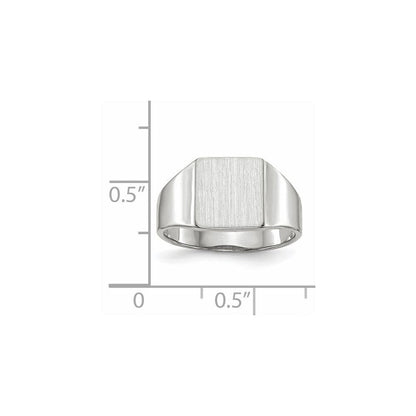 14K Weißgold Siegelring, geschlossen gefasst, 9,5 x 8,5 mm