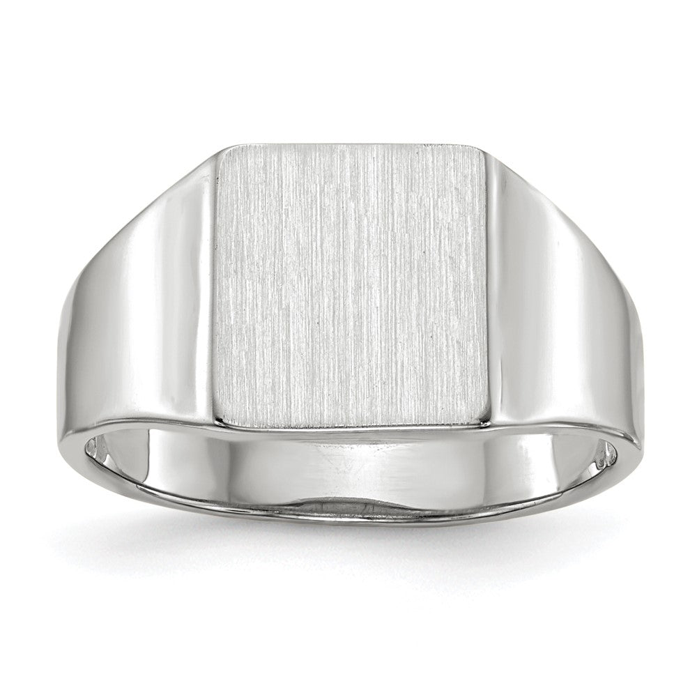 14K Weißgold Siegelring, geschlossen gefasst, 9,5 x 8,5 mm