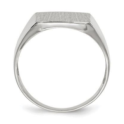14K Weißgold Siegelring mit geschlossenem Boden, 13,0 x 13,0 mm