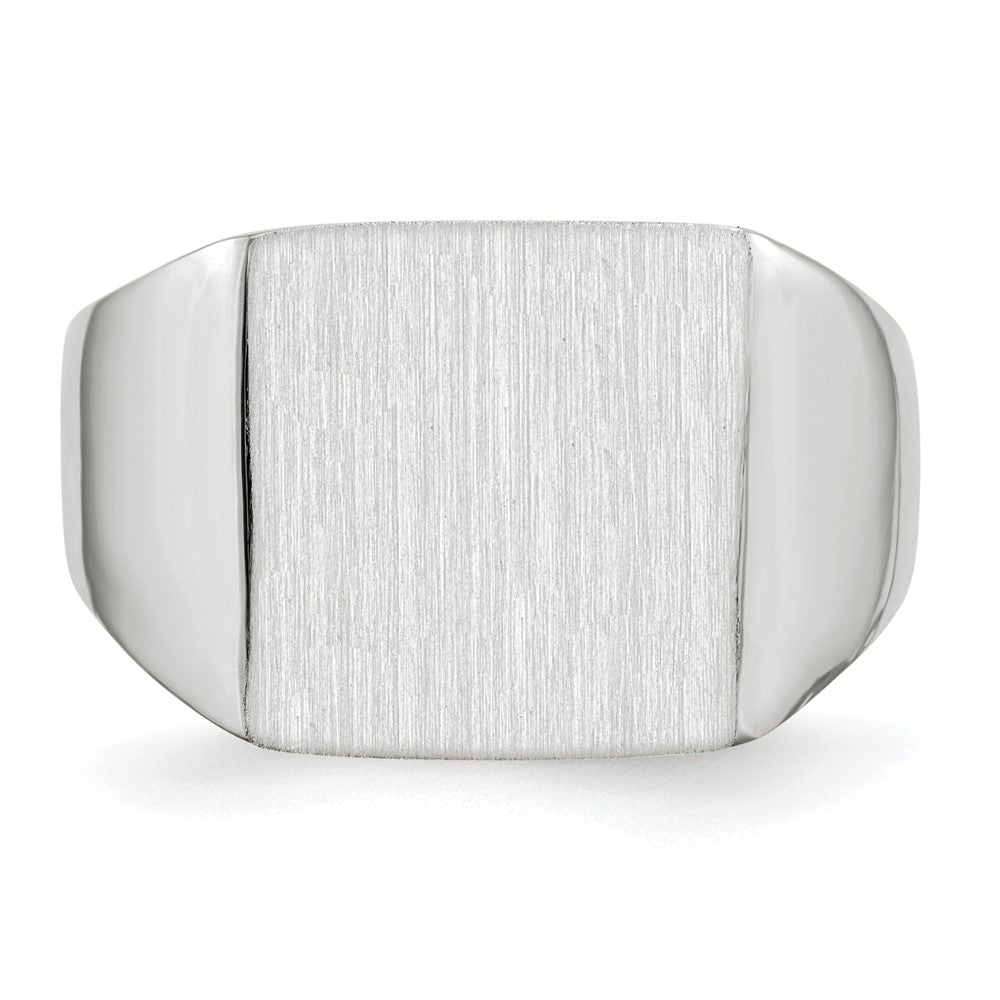 14K Weißgold Siegelring mit geschlossenem Boden, 13,0 x 13,0 mm