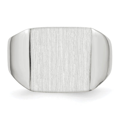 14K Weißgold Siegelring mit geschlossenem Boden, 13,0 x 13,0 mm