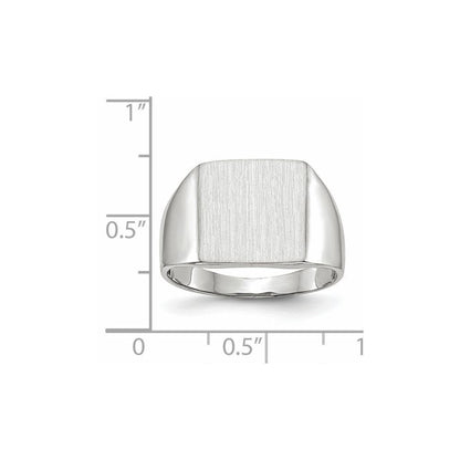 14K Weißgold Siegelring mit geschlossenem Boden, 13,0 x 13,0 mm