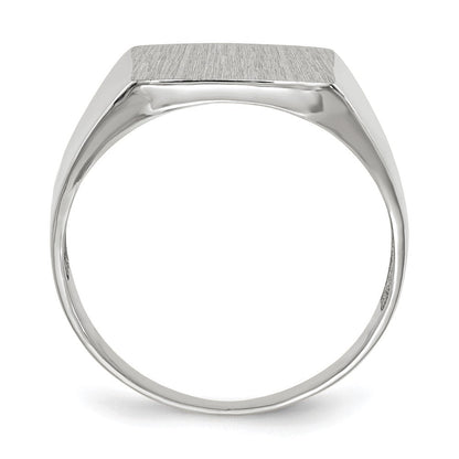 14K Weißgold Herren-Siegelring, 13,5x13,0mm, offener Boden, satiniert