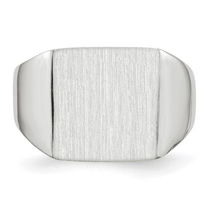 14K Weißgold Herren-Siegelring, 13,5x13,0mm, offener Boden, satiniert