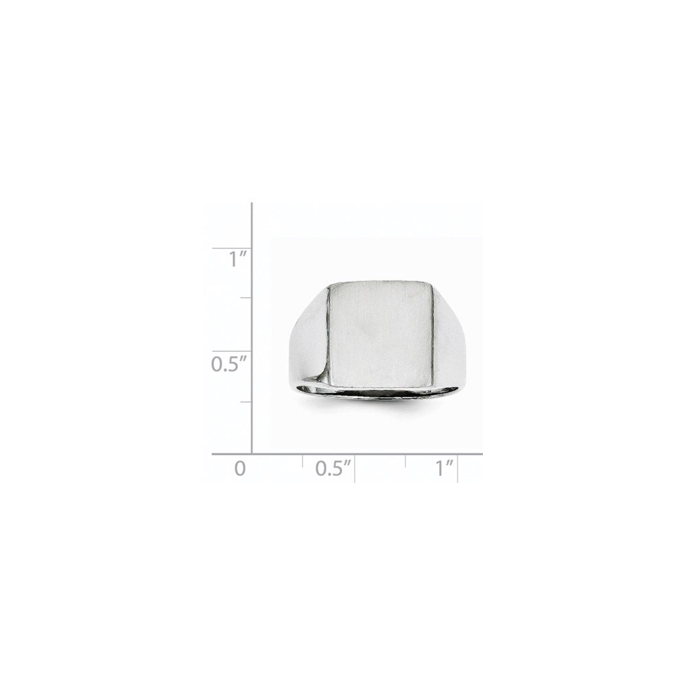 14K Weißgold Herren-Siegelring, 13,5x13,0mm, offener Boden, satiniert