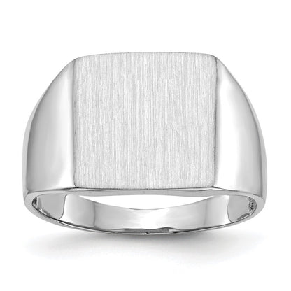 14K Weißgold Herren-Siegelring, 13,5x13,0mm, offener Boden, satiniert