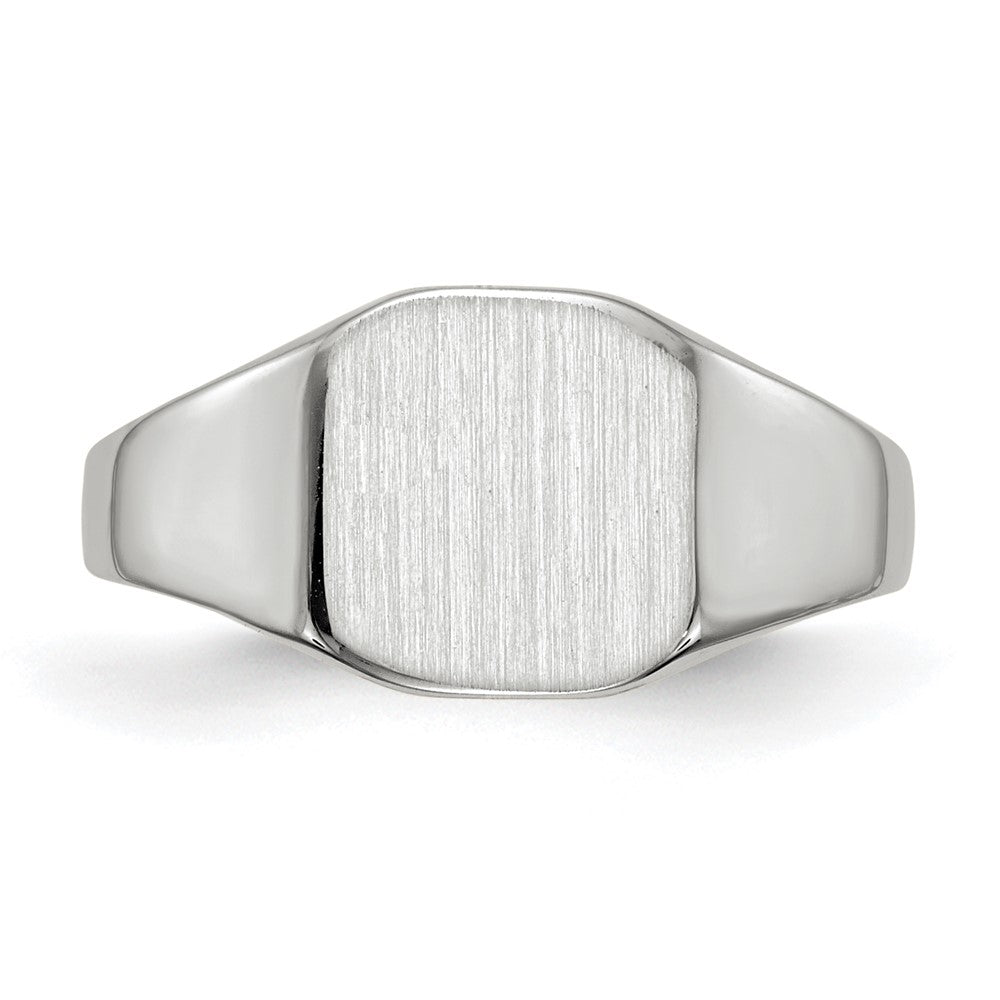 14K Weißgold Siegelring mit geschlossener Fassung, 8,5 x 8,5 mm