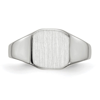 14K Weißgold Siegelring mit geschlossener Fassung, 8,5 x 8,5 mm