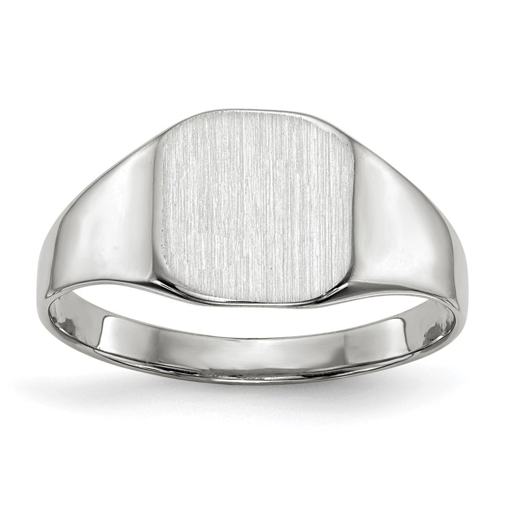 14K Weißgold Siegelring mit geschlossener Fassung, 8,5 x 8,5 mm