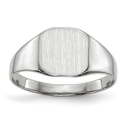 14K Weißgold Siegelring mit geschlossener Fassung, 8,5 x 8,5 mm