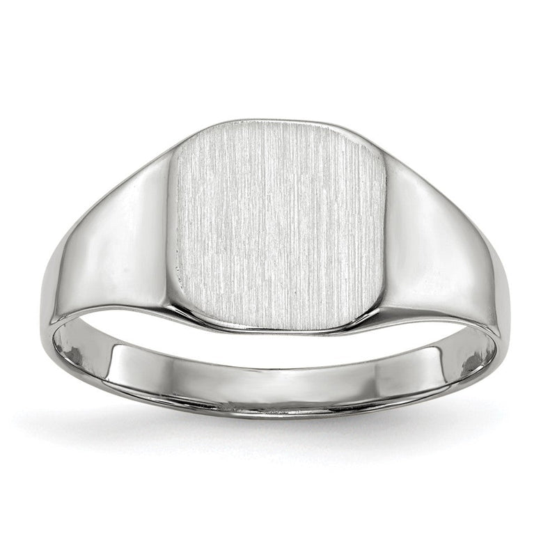 14K Weißgold Siegelring mit geschlossener Fassung, 8,5 x 8,5 mm