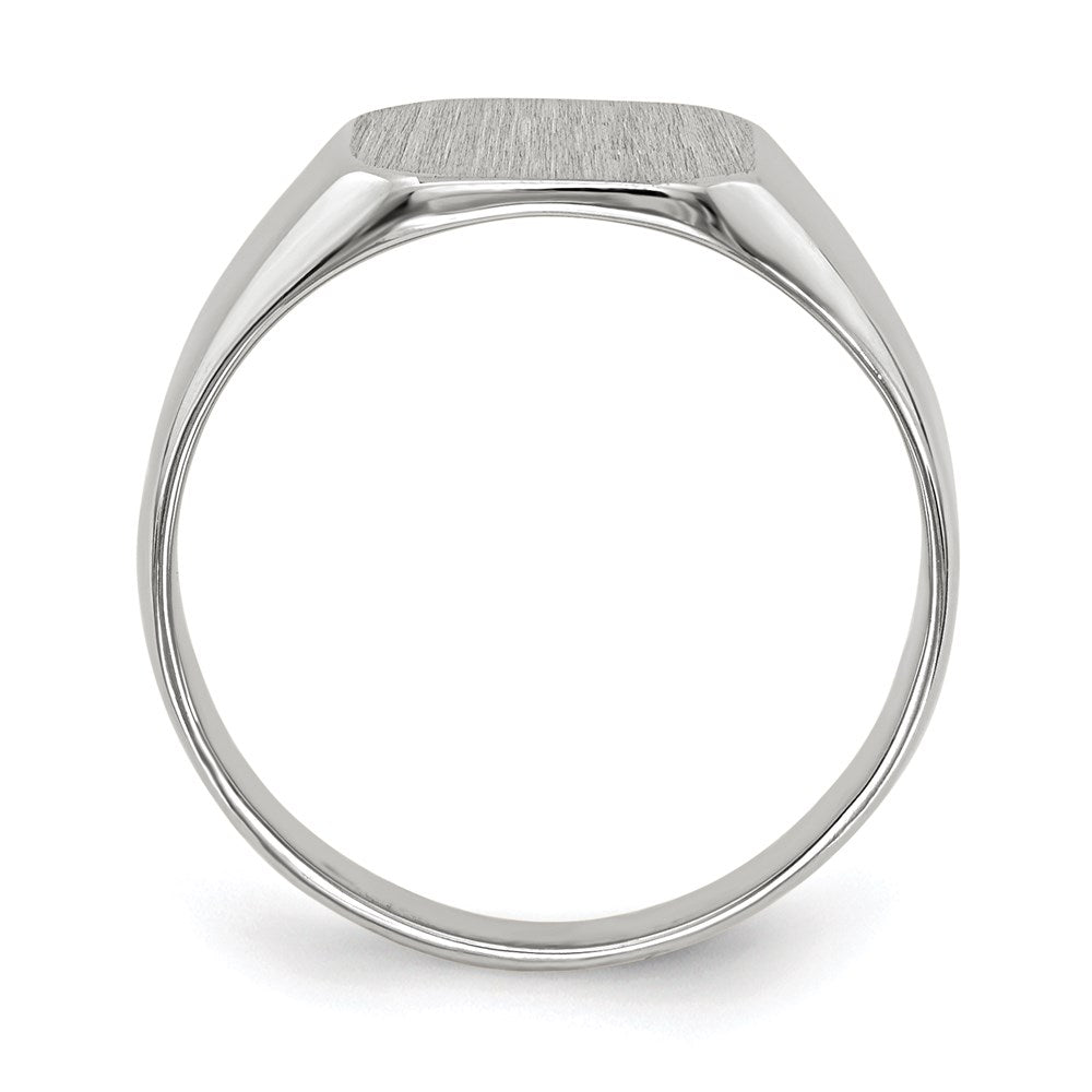 14K Weißgold Siegelring, geschlossene Fassung, 9,5x10,0 mm