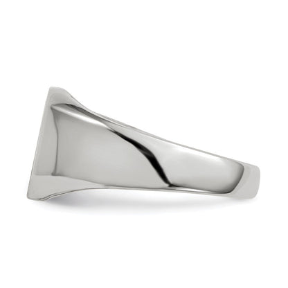 14K Weißgold Siegelring, geschlossene Fassung, 9,5x10,0 mm