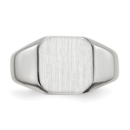 14K Weißgold Siegelring, geschlossene Fassung, 9,5x10,0 mm