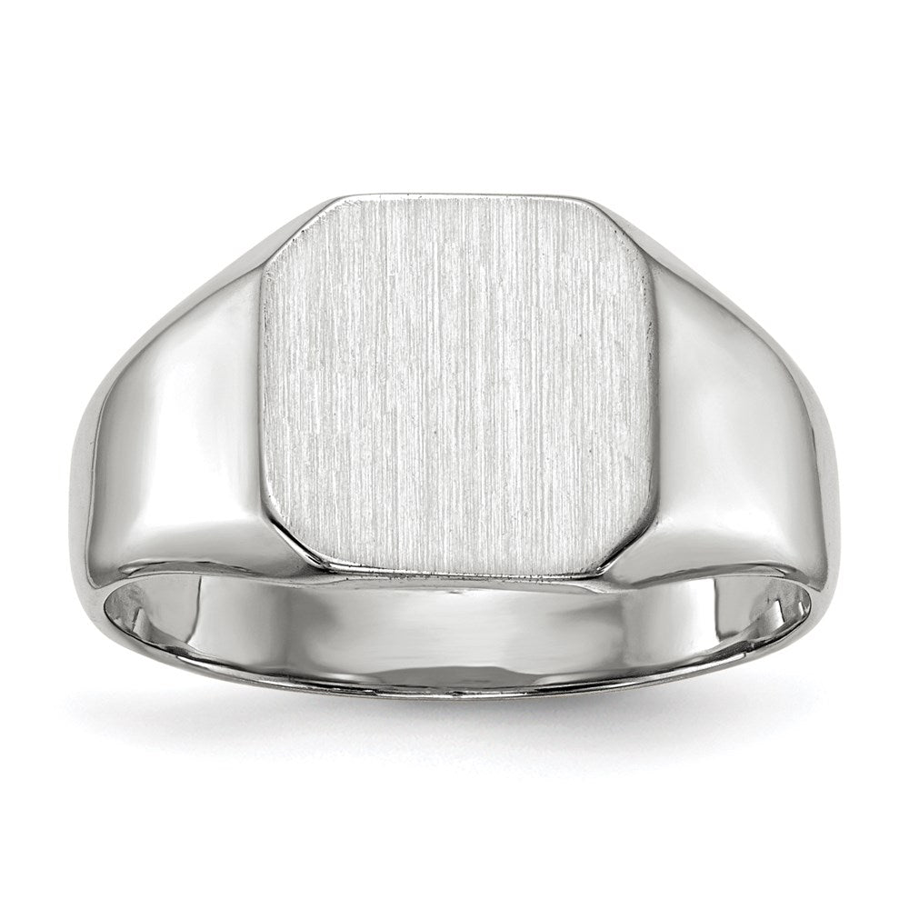 14K Weißgold Siegelring, geschlossene Fassung, 9,5x10,0 mm