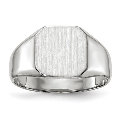 14K Weißgold Siegelring, geschlossene Fassung, 9,5x10,0 mm