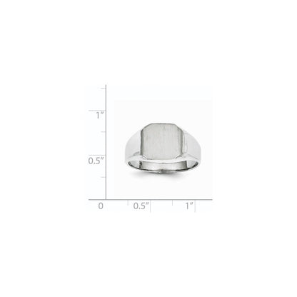 14K Weißgold Herren-Siegelring mit geschlossener Fassung, 11,0x10,5mm