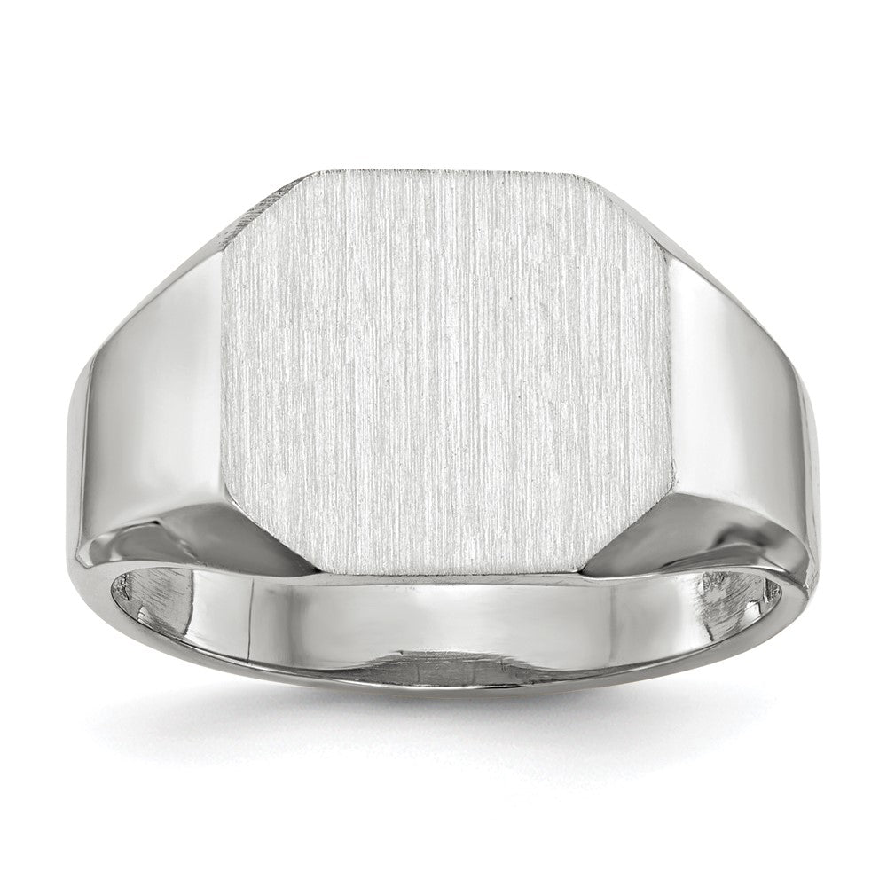 14K Weißgold Herren-Siegelring, offene Fassung, 11,0x11,0mm